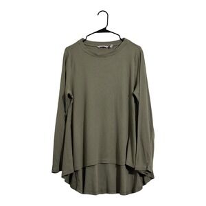 AnyBody Olive Green Ribbed Knit Long Sleeve High Low Tunic Top Women's Large
